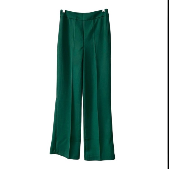 Tuckernuck Erin High Rise Wide Leg Trousers | XS | Deep Green Dress Pants NWT - Picture 7 of 7